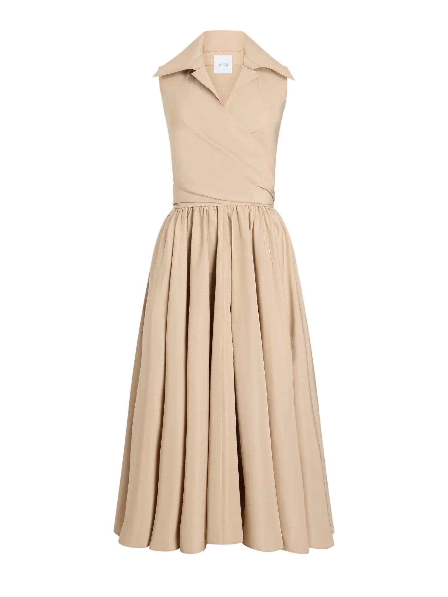 Beige sleeveless dress on a white background