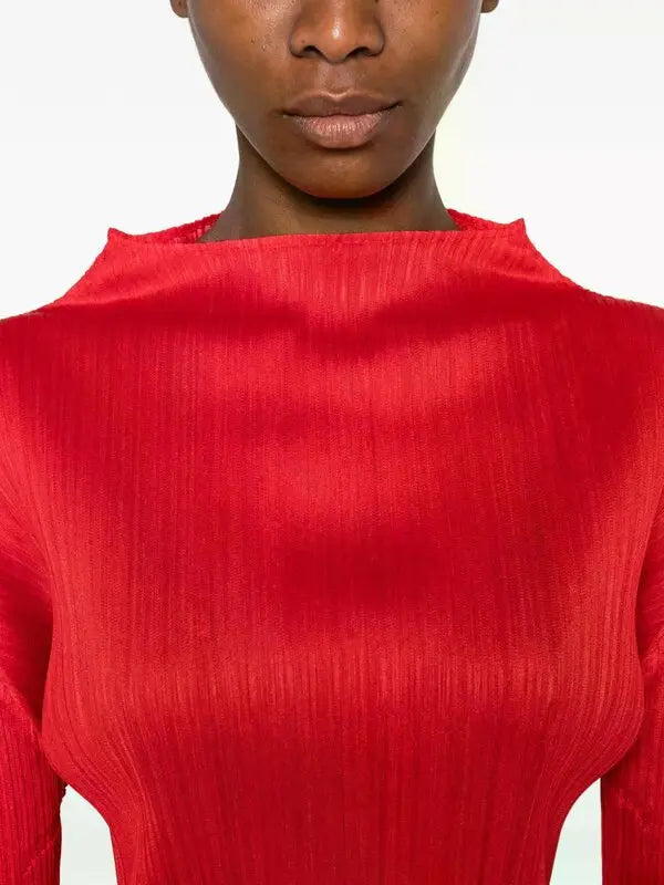 Long sleeve mock neck t-shirt, red