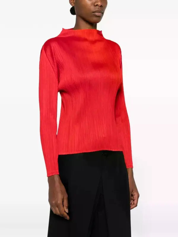 Long sleeve mock neck t-shirt, red