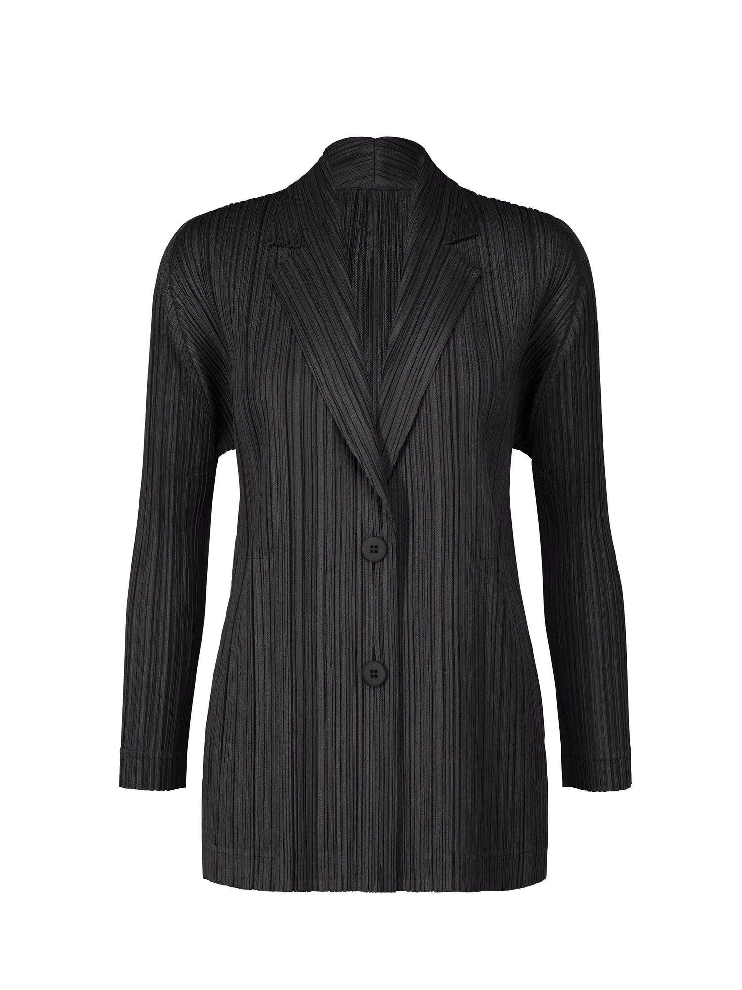 Black pleated blazer on a white background