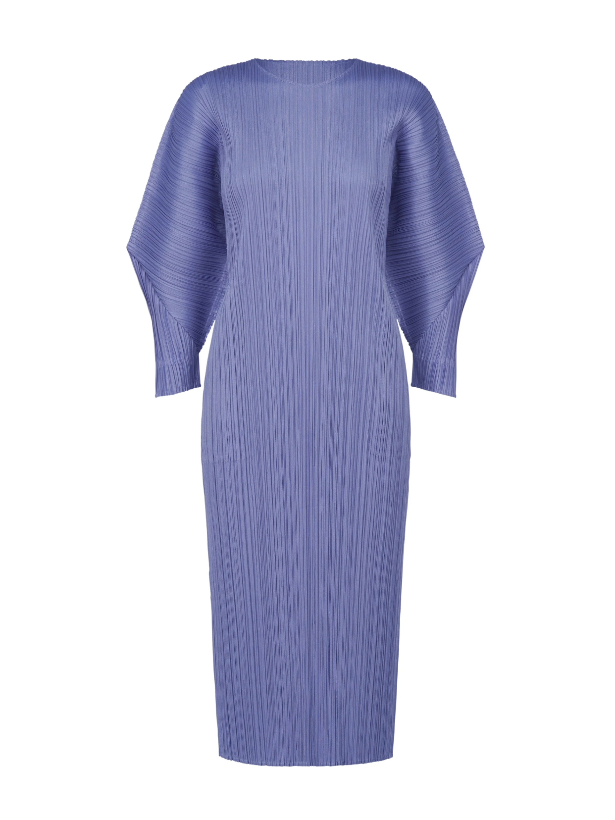 Blue pleated dress on a white background