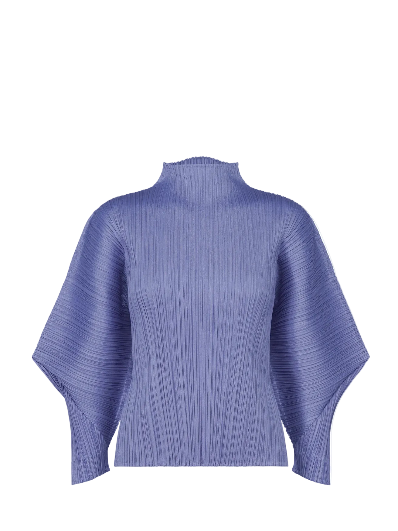 Blue pleated sweater on a white background