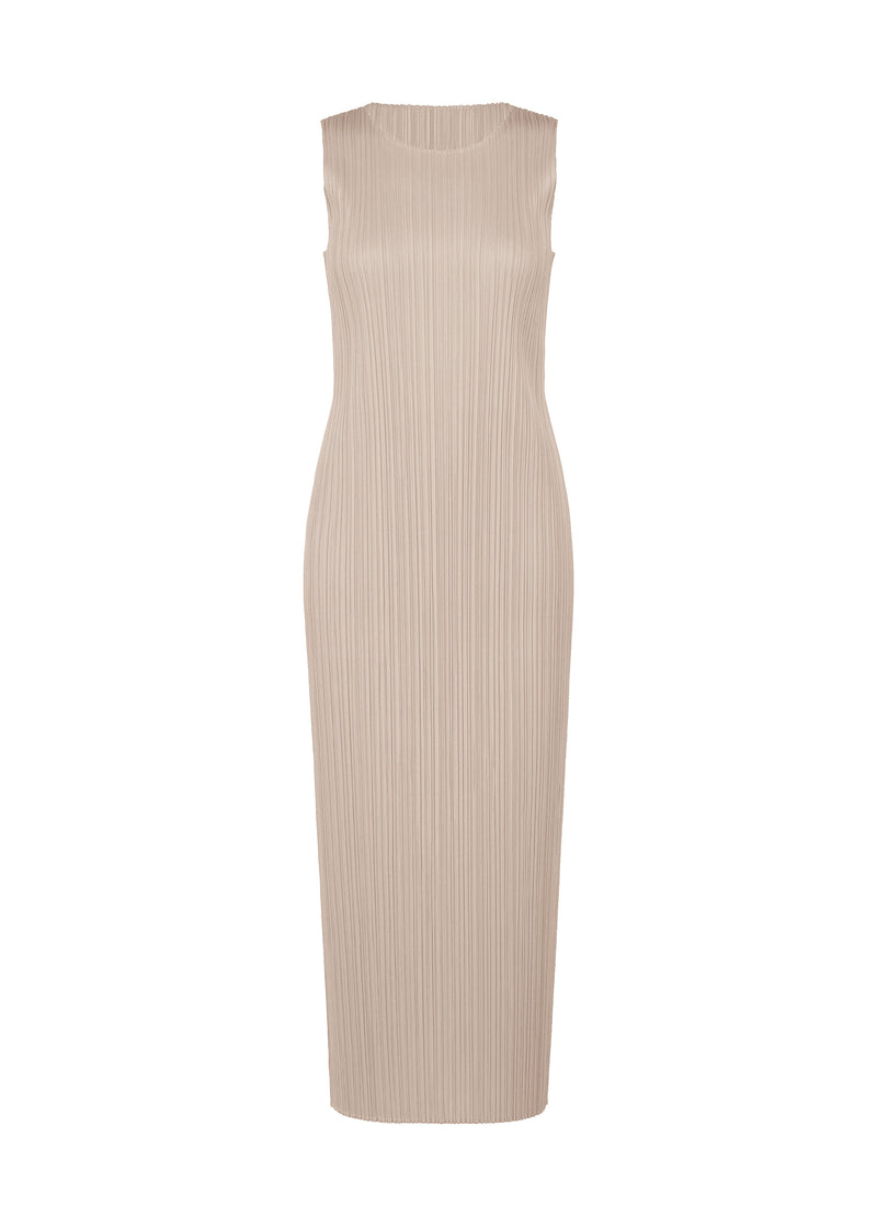 Beige sleeveless dress on a white background