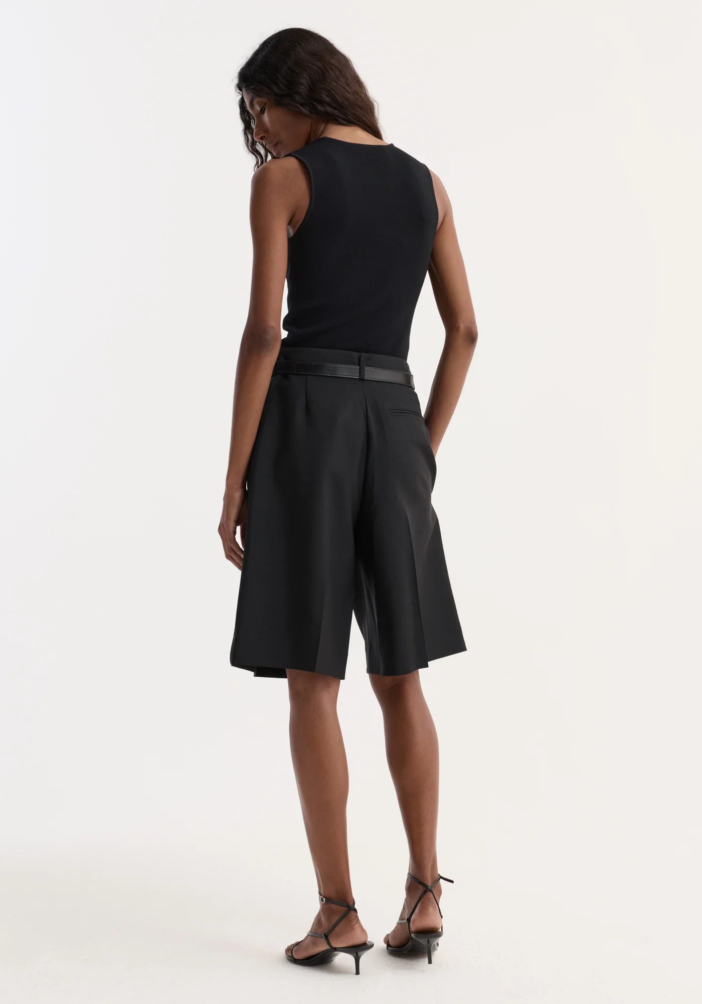 Long knitted bustier top, black