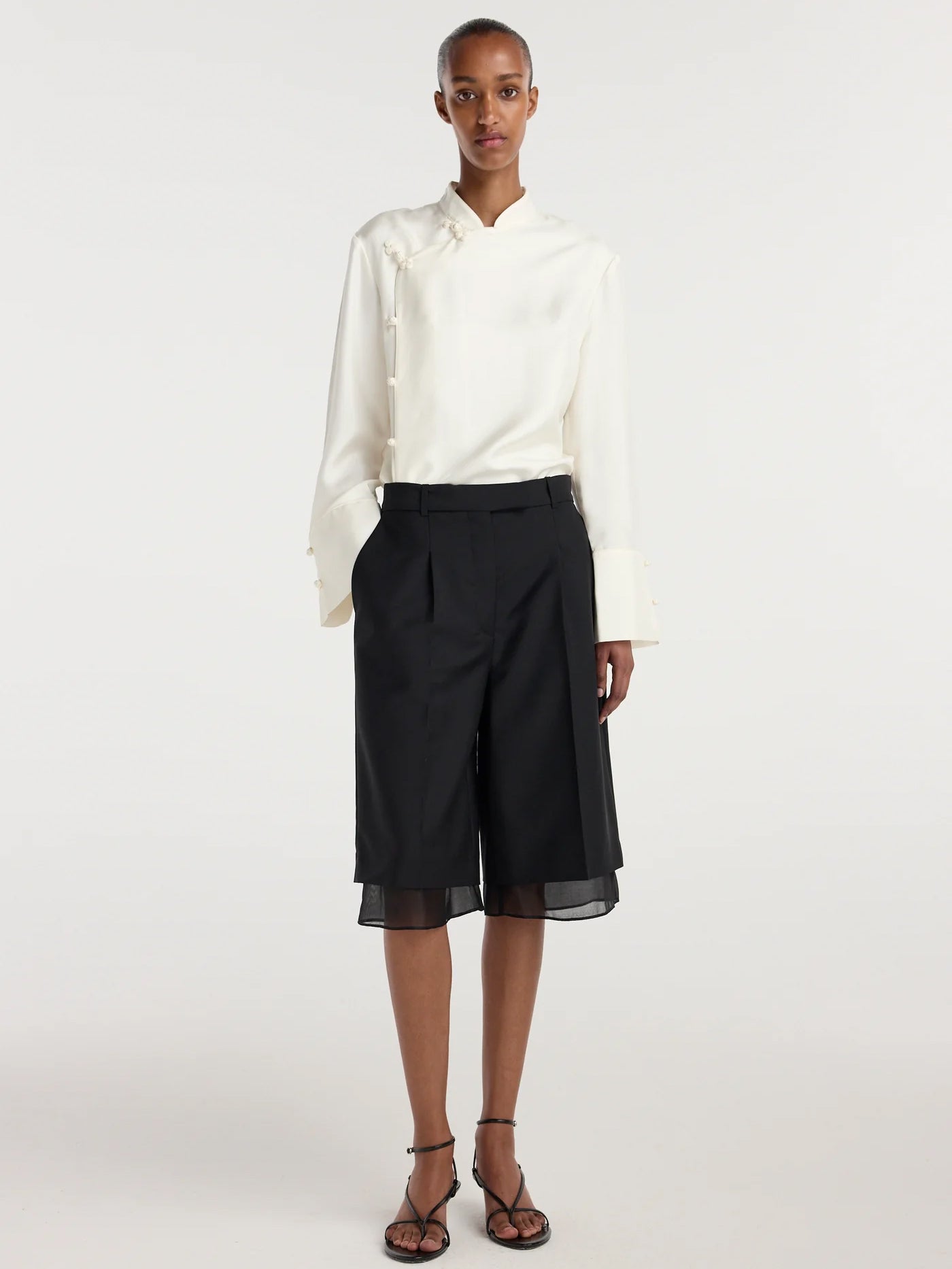 Organza lined shorts, black
