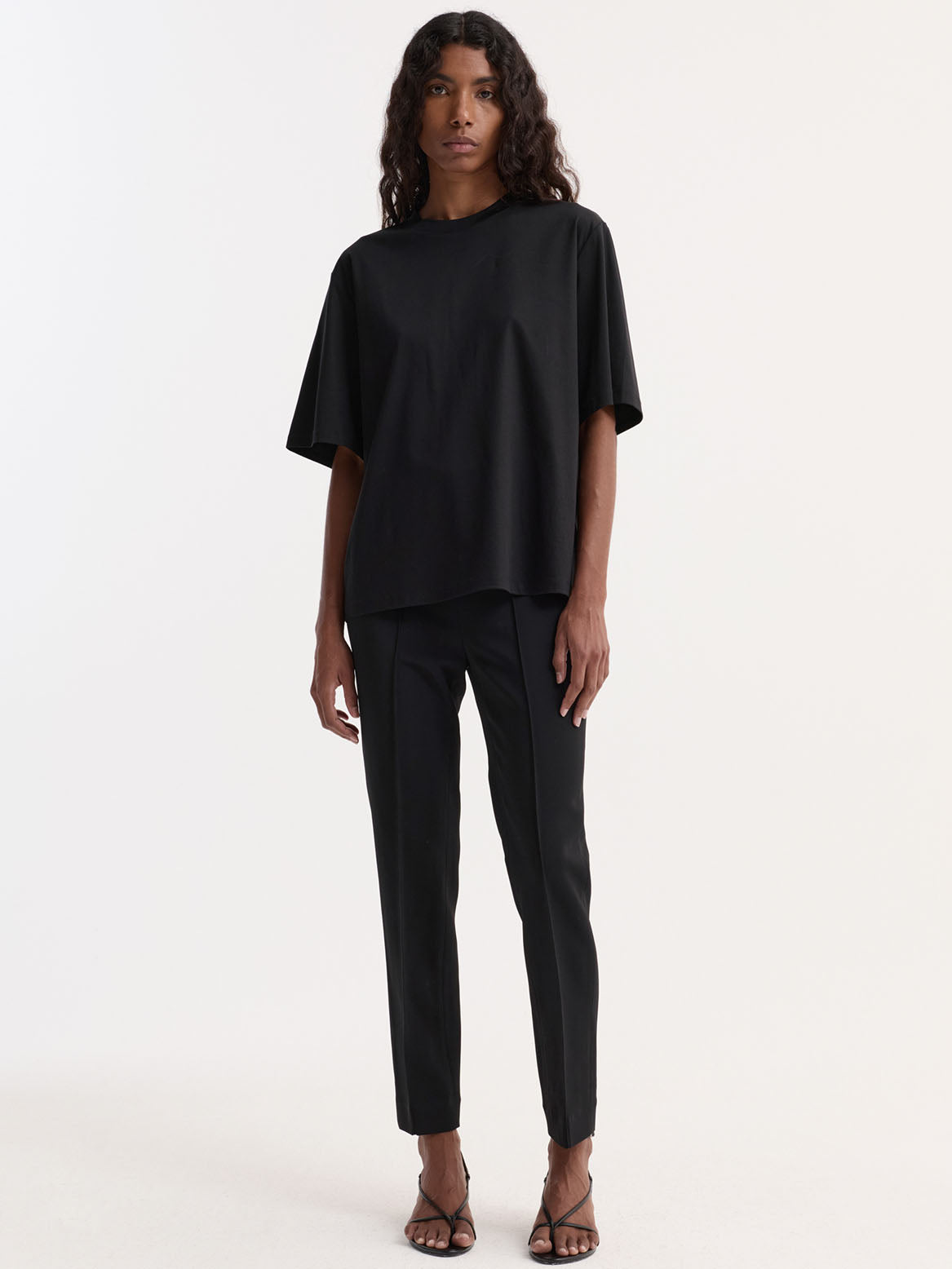 Oversized cotton silk t-shirt, black