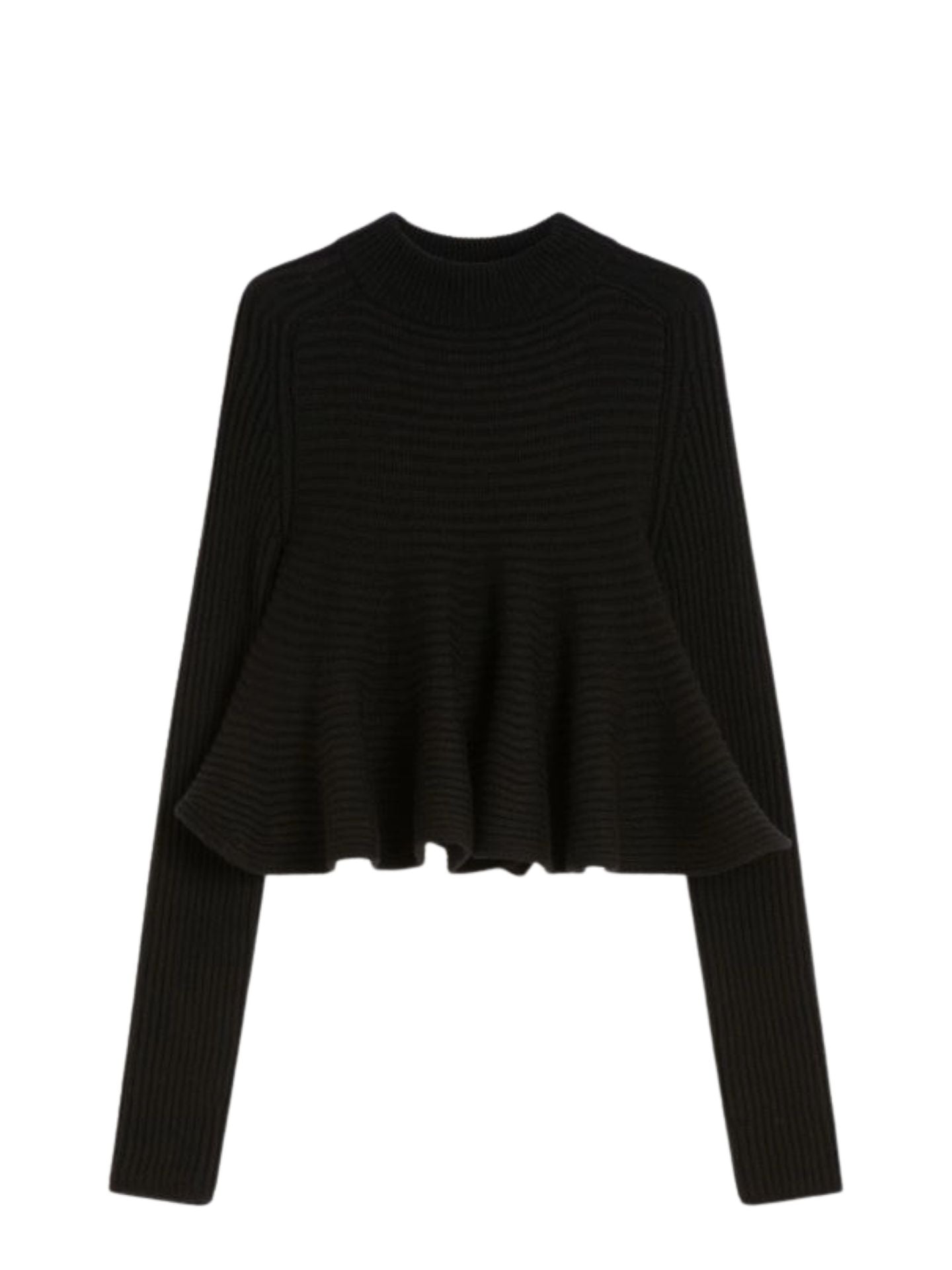 Black ribbed sweater on a white background
