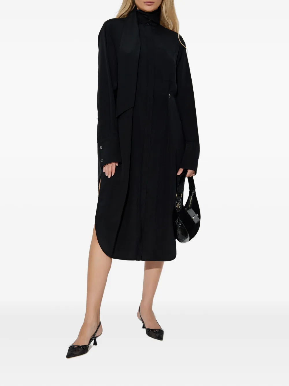 Esopo silk shirt scarf dress, black