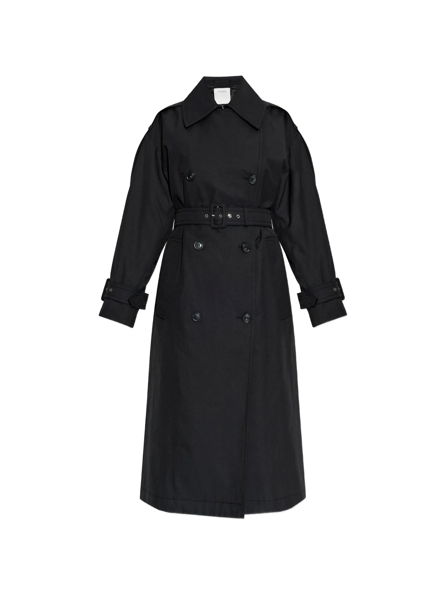 Black trench coat on a white background