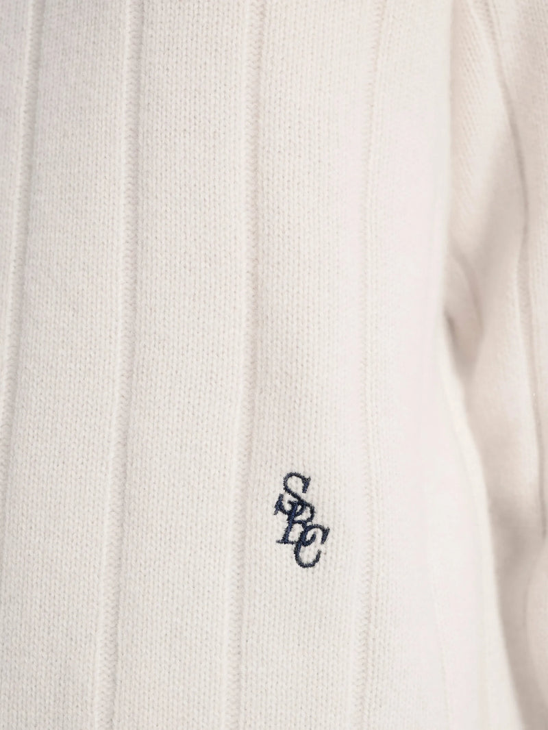 SRC cricket cashmere sweater, ecru-navy