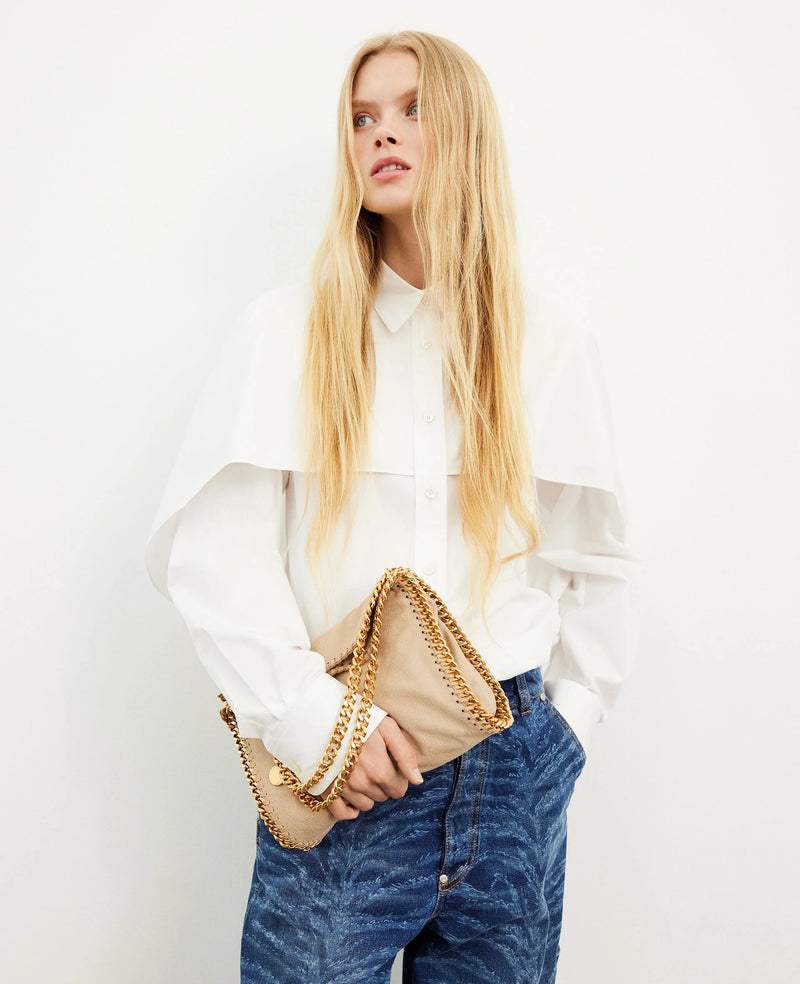 Falabella mini bag alter suede, butter cream