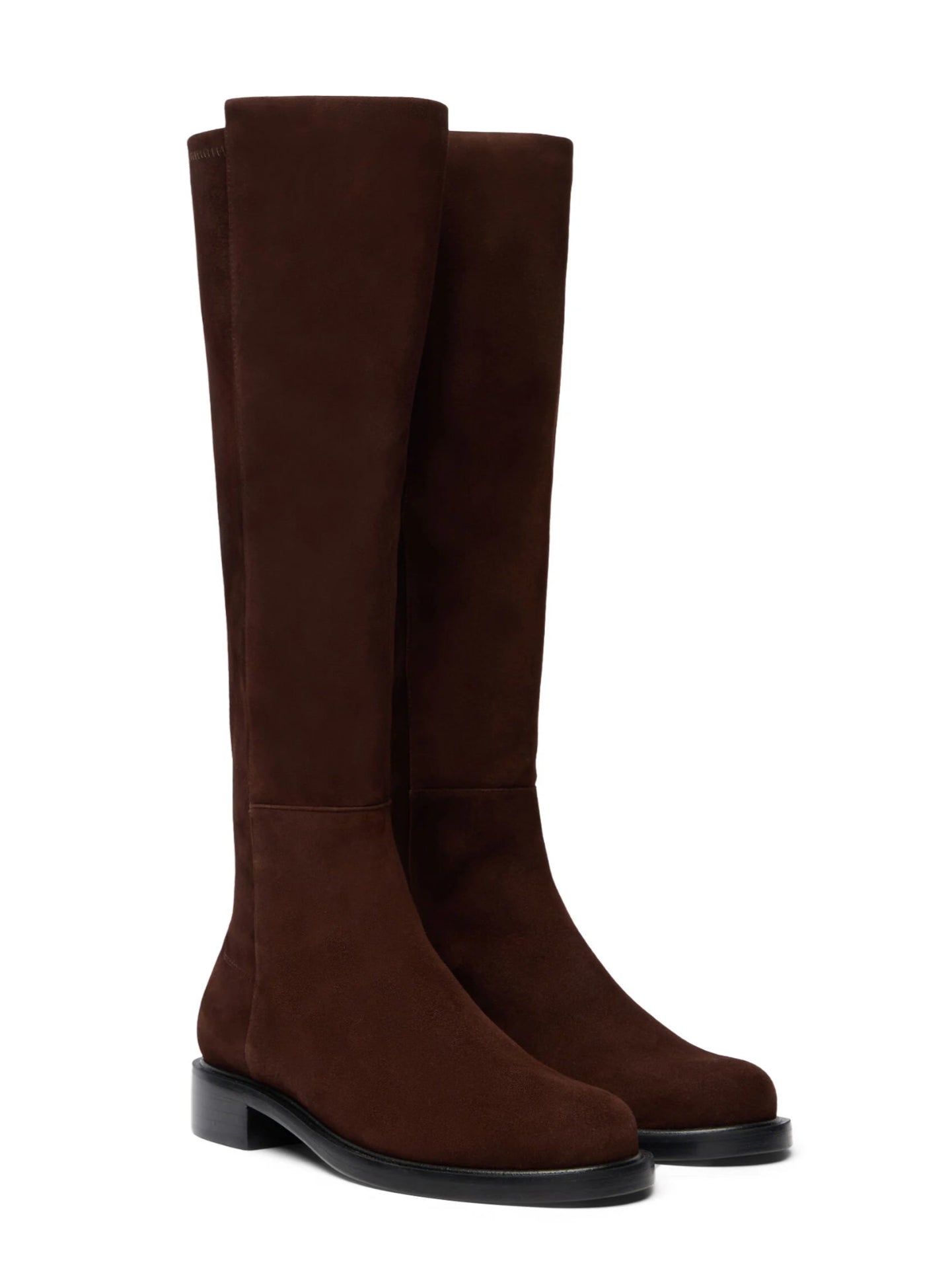 Pair of brown knee-high boots on a white background