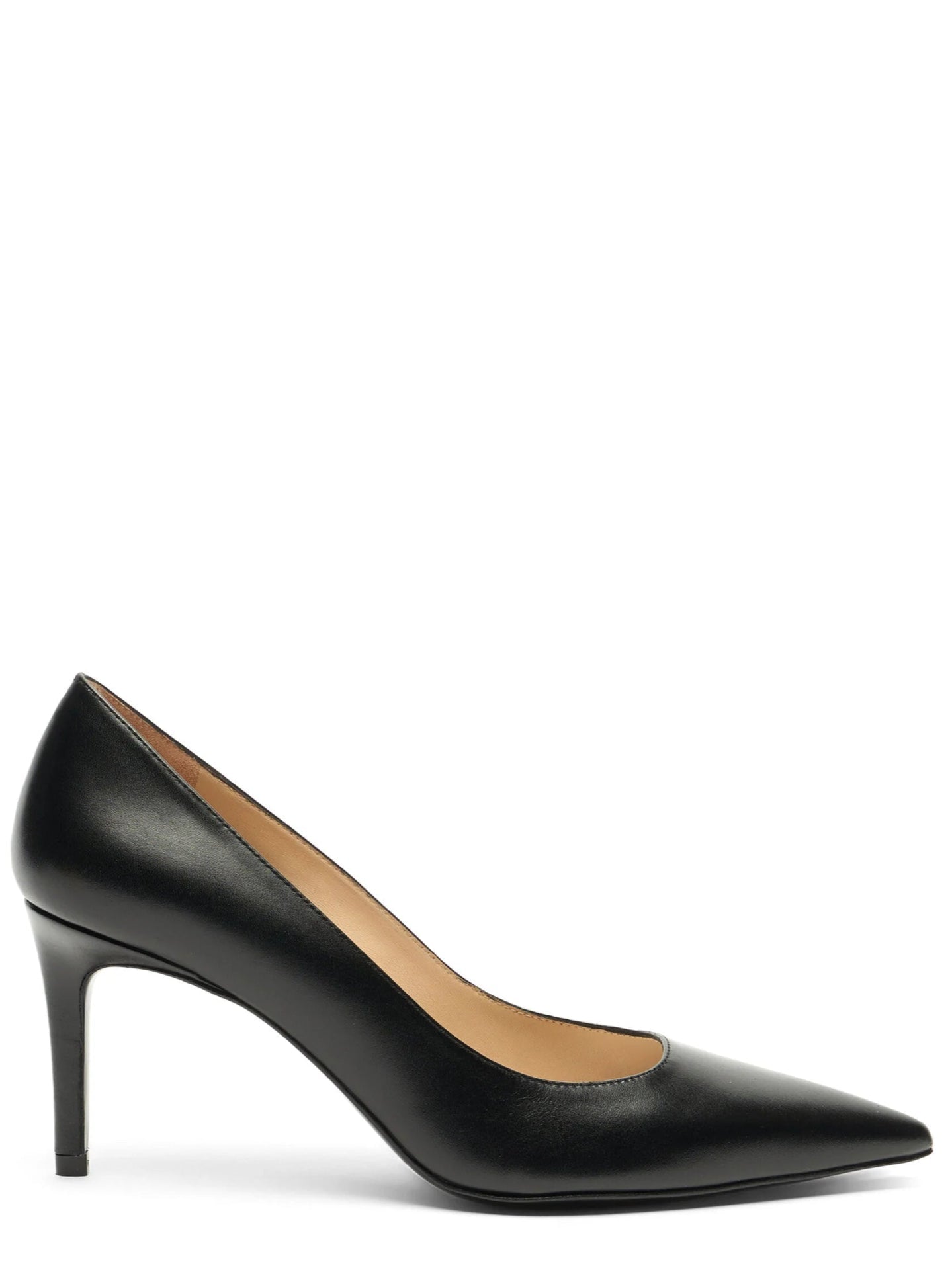 Black high-heeled shoe on a white background