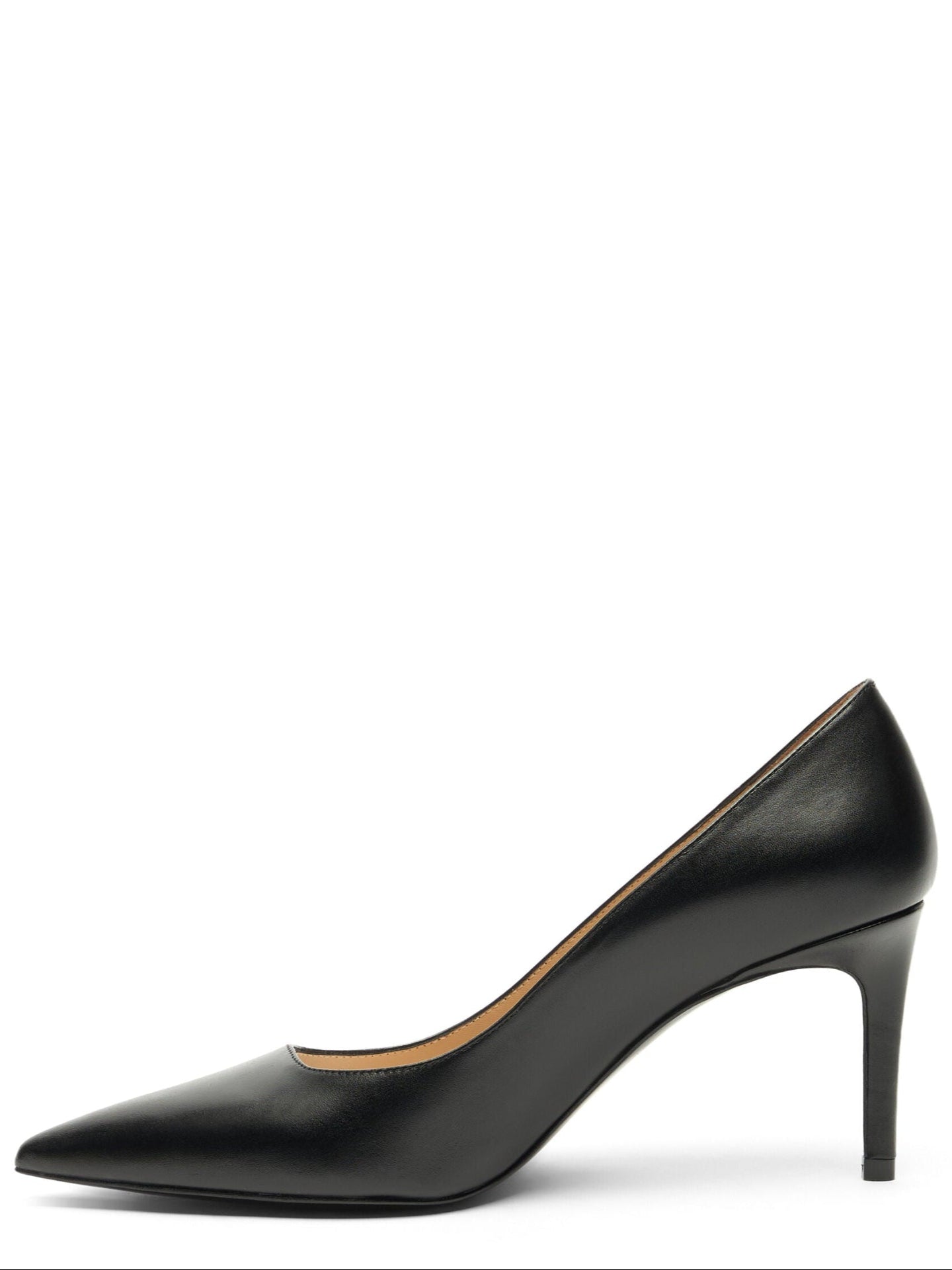 Black high-heeled shoe on a white background