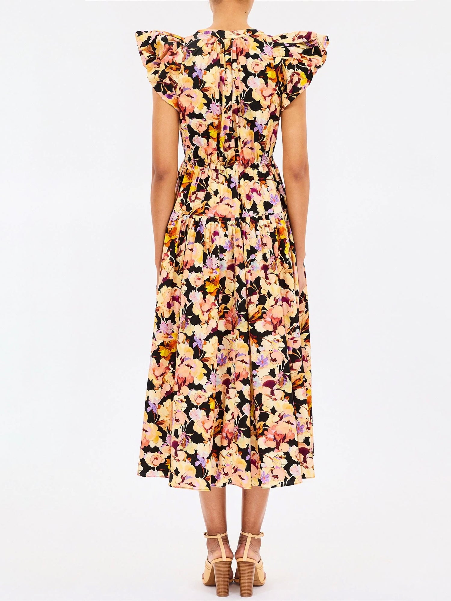Marin cotton midi dress, night bloom