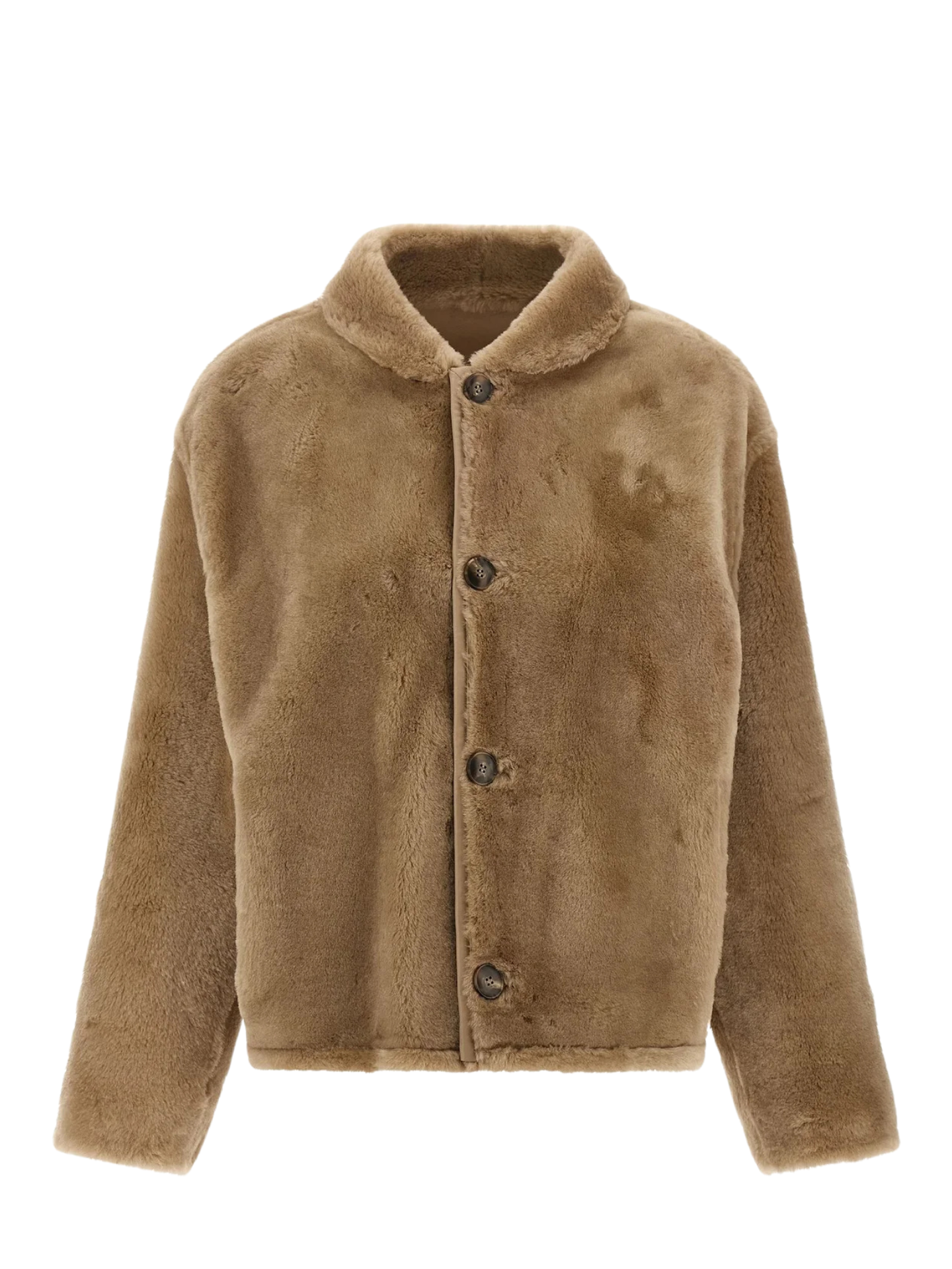 Brown lambskin jacket on a white background