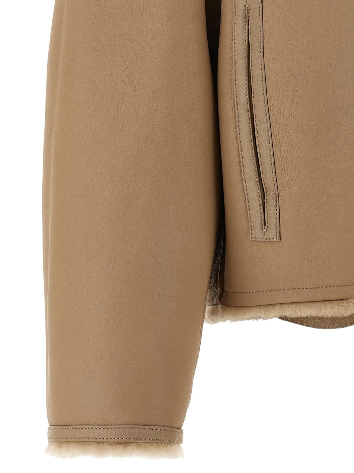 Close-up of a beige jacket on a white background