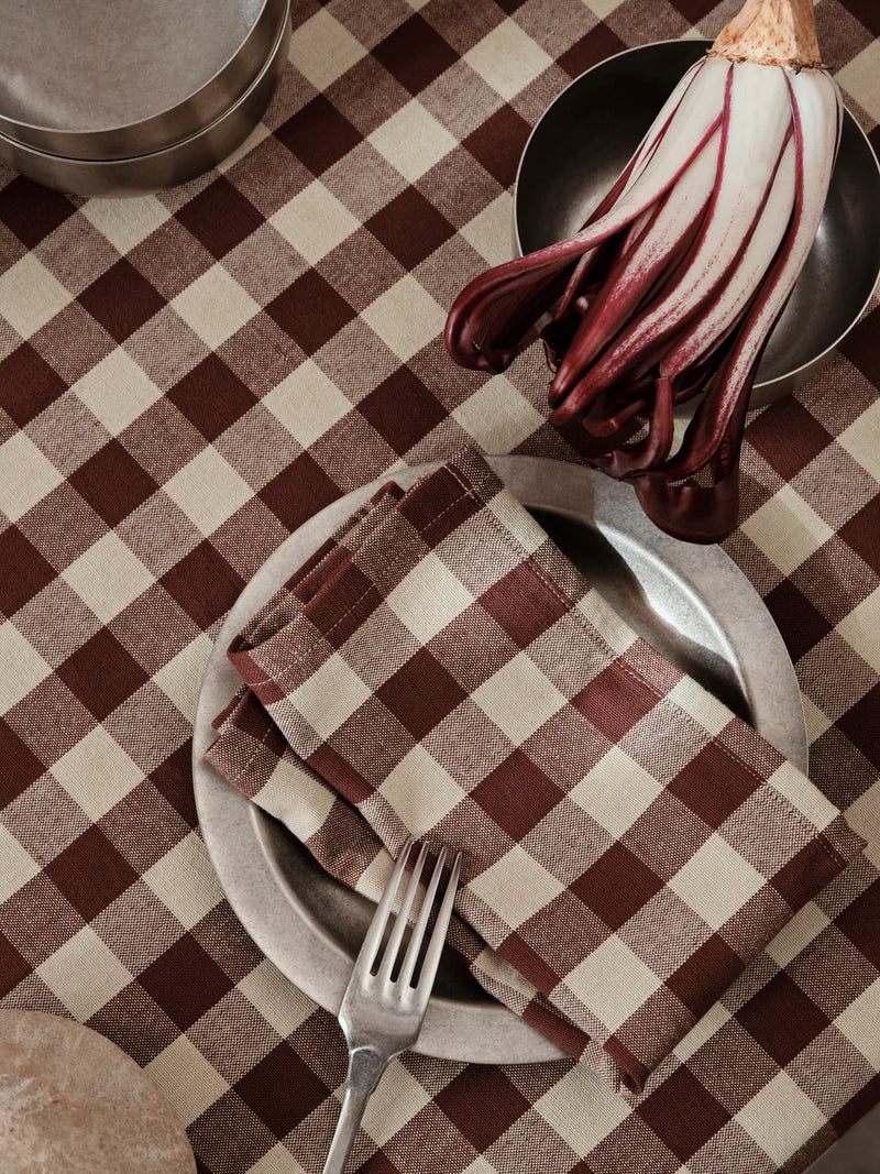 Bothy check table cloth, cinnamon/grey green