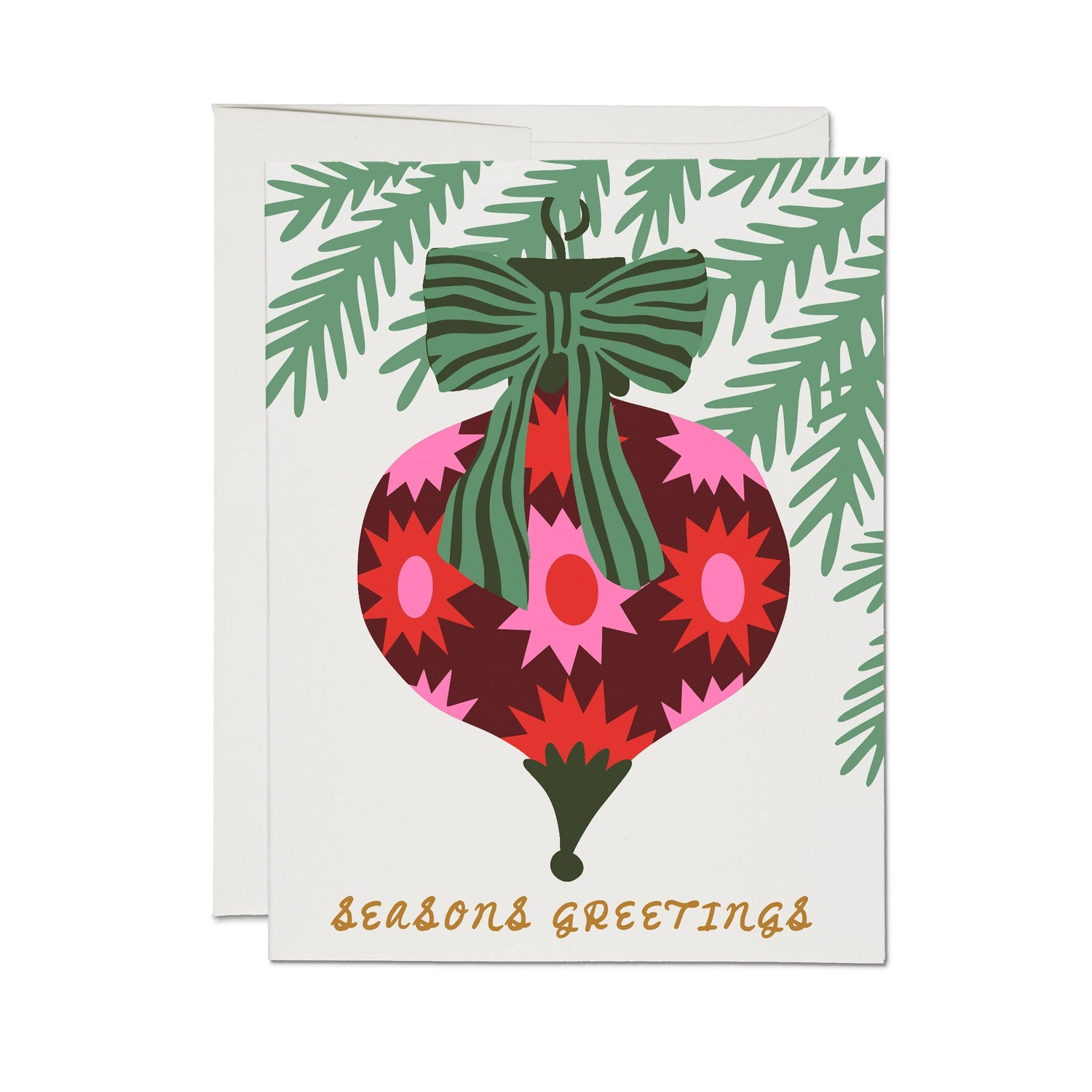 Trimmed and tied Christmas card