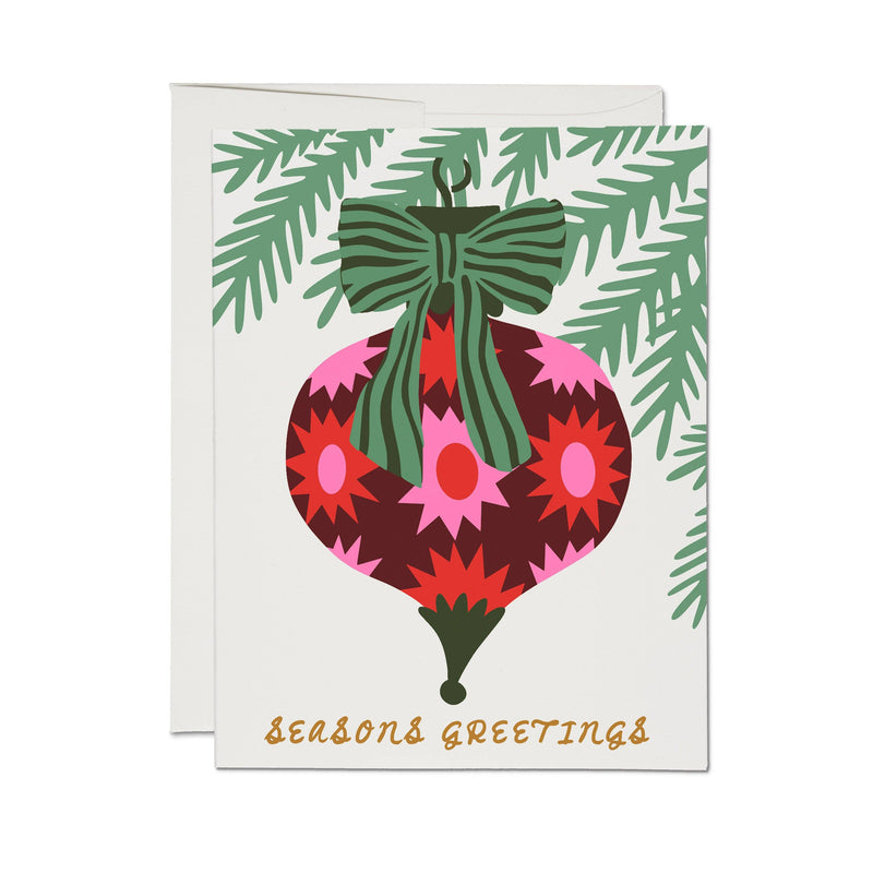 Trimmed and tied Christmas card