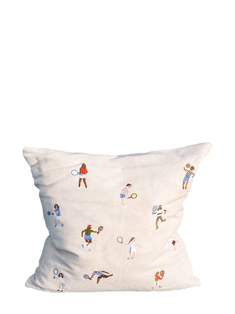 Tennis embroidered square cushion cover (50 x 50 cm)