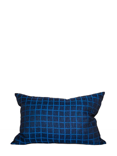 Rutig linen cushion cover, blue-black (50 x 70 cm)