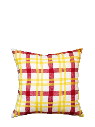 Grid woven square cushion cover, yellow-red (45 x 45 cm)