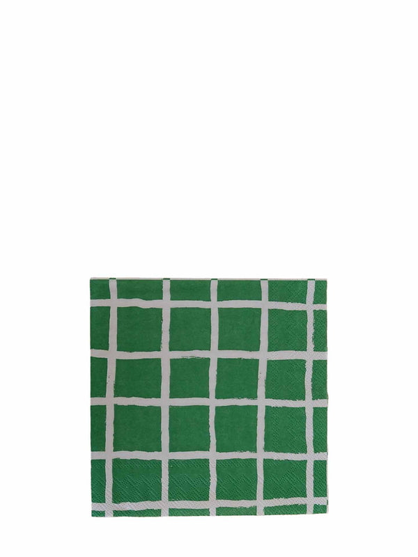 Rutig paper napkins, green-beige
