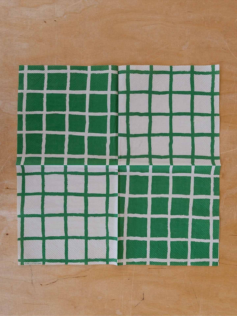 Rutig paper napkins, green-beige