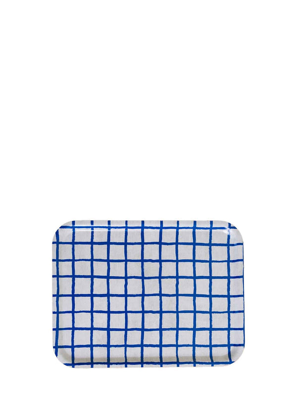 Rutig tray, blue-off-white