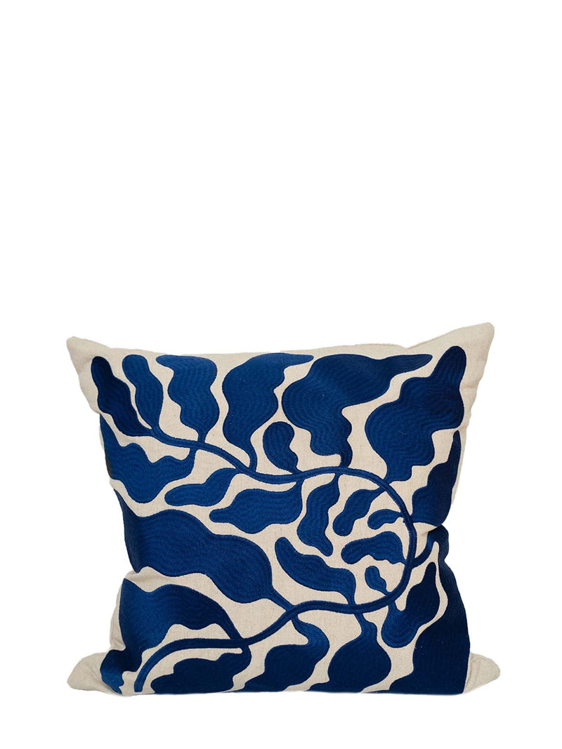 Leaves embroidered square cushion cover (50 x 50 cm)