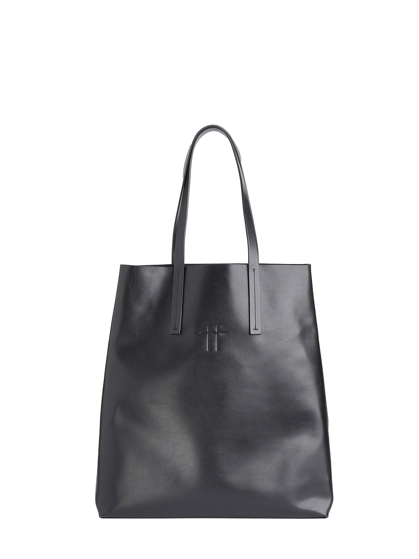 Big leather shopper bag, black
