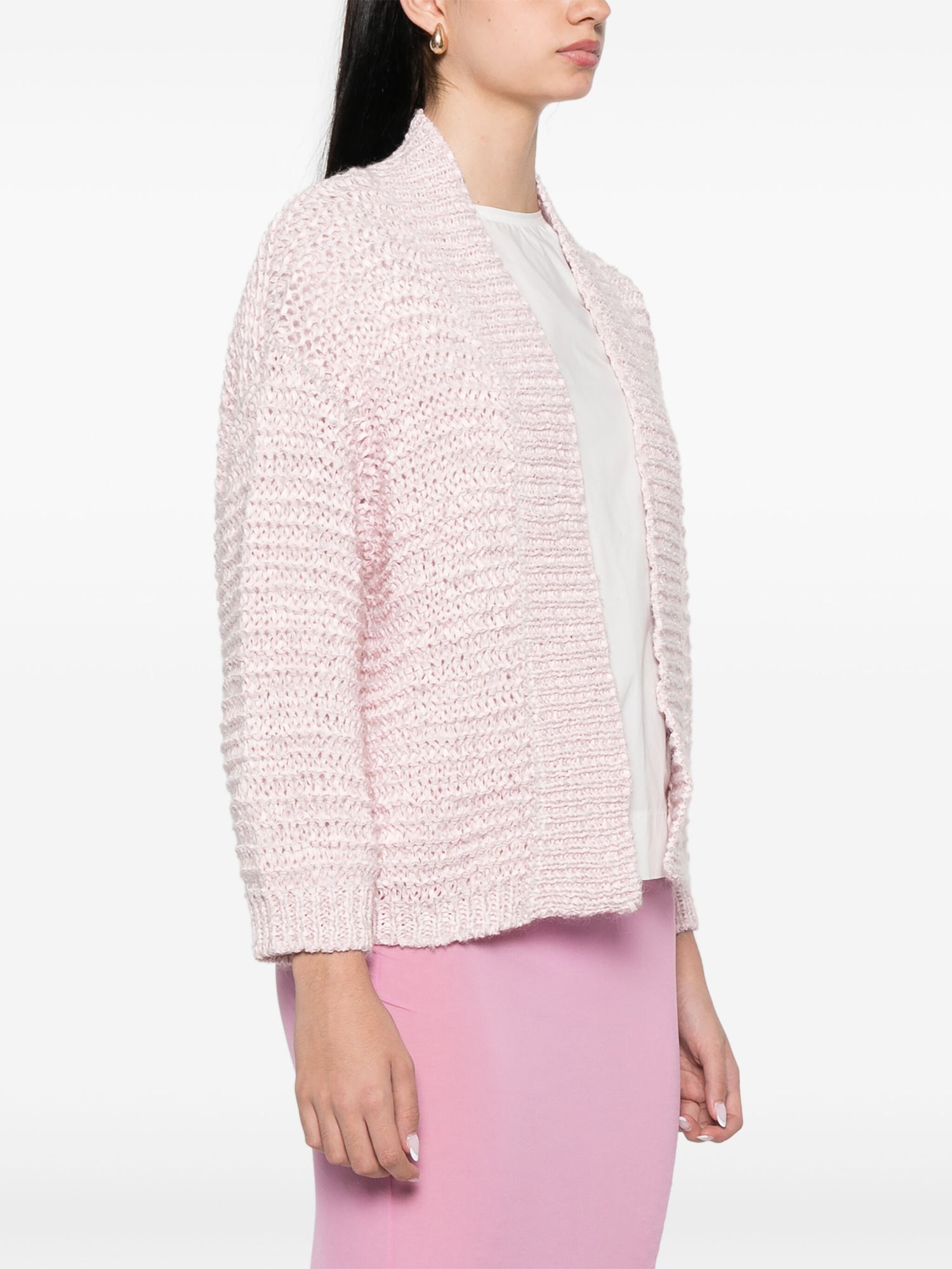 Boucl' chamois tape cardigan, rose