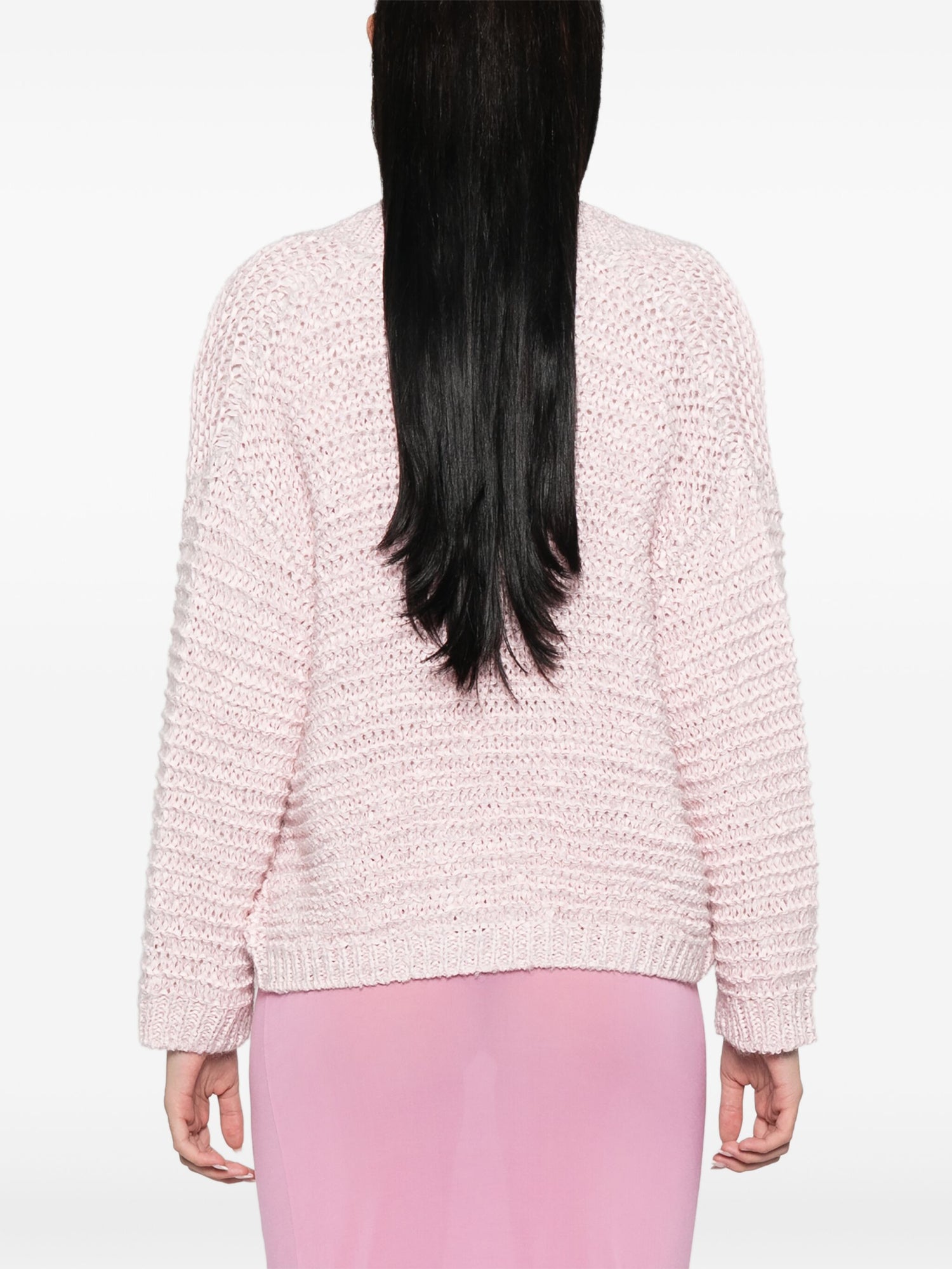 Boucl' chamois tape cardigan, rose