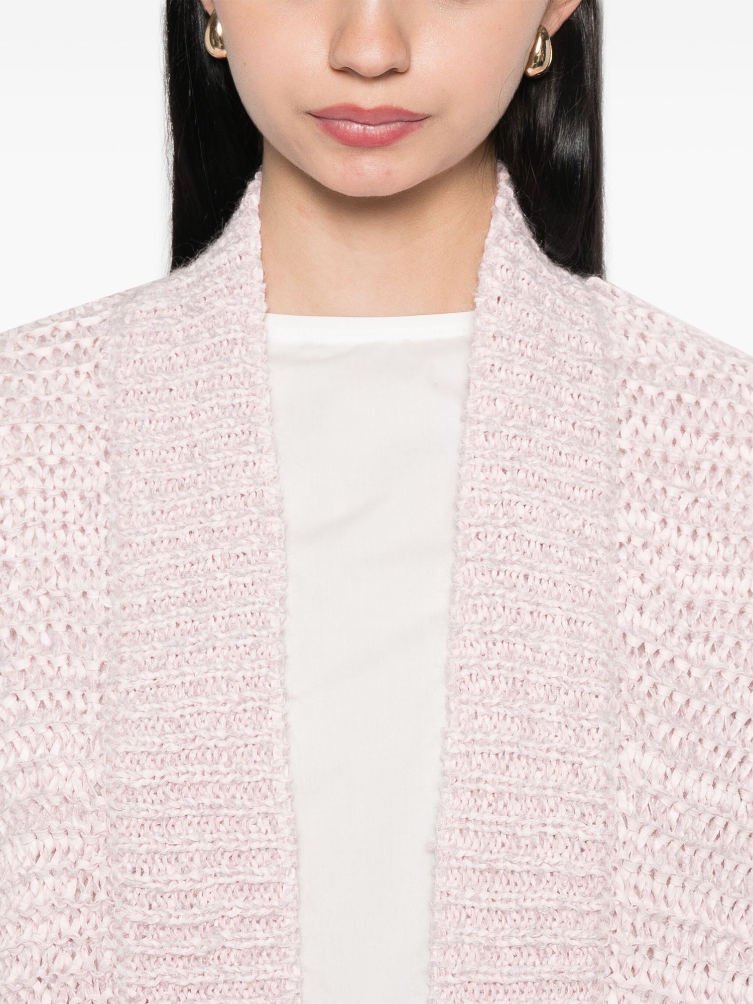 Boucl' chamois tape cardigan, rose