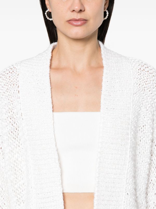 Boucl' chamois tape cardigan, white