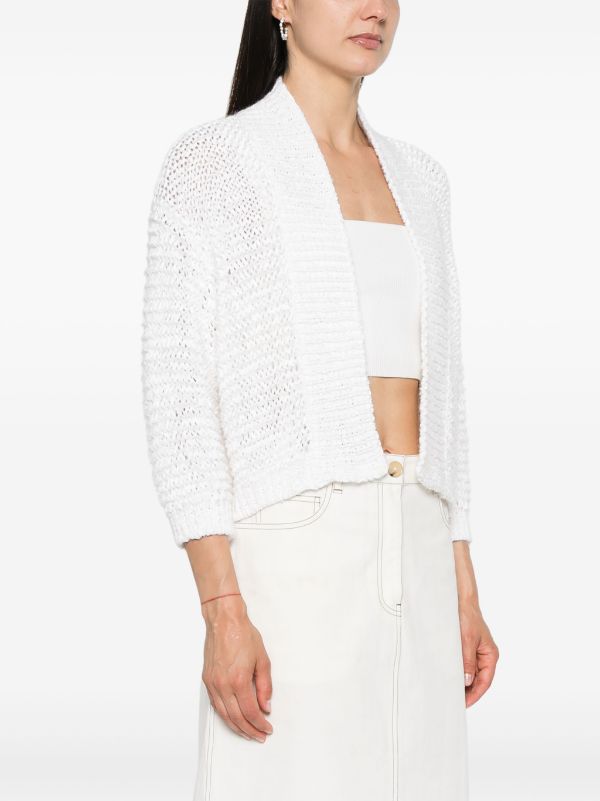 Boucl' chamois tape cardigan, white