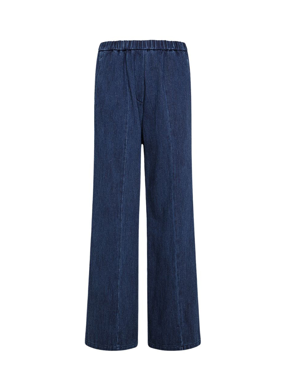 Calvary cotton denim palazzo pants, indaco