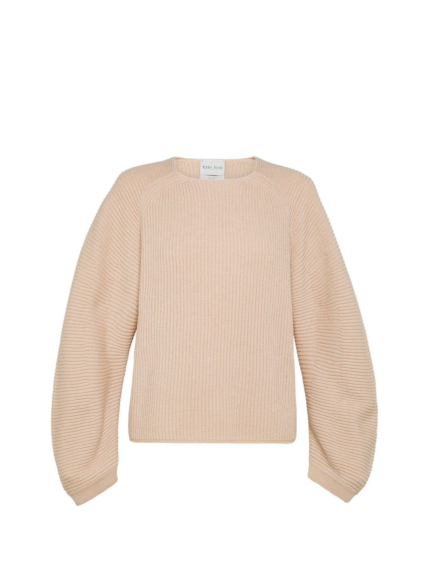 Cashmere wool ribbed half moon sweater, cream