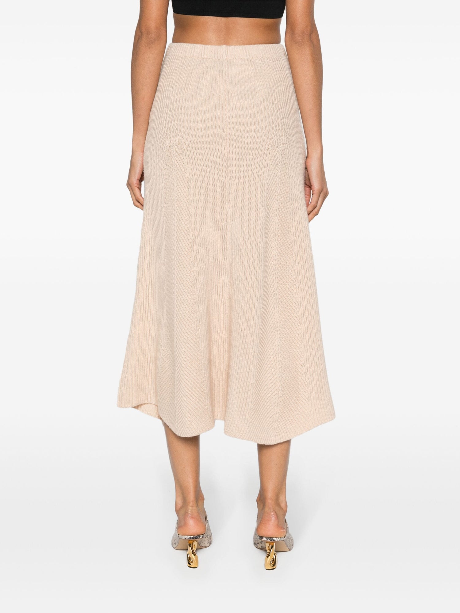 Cashmere wool ribbed skirt, cream