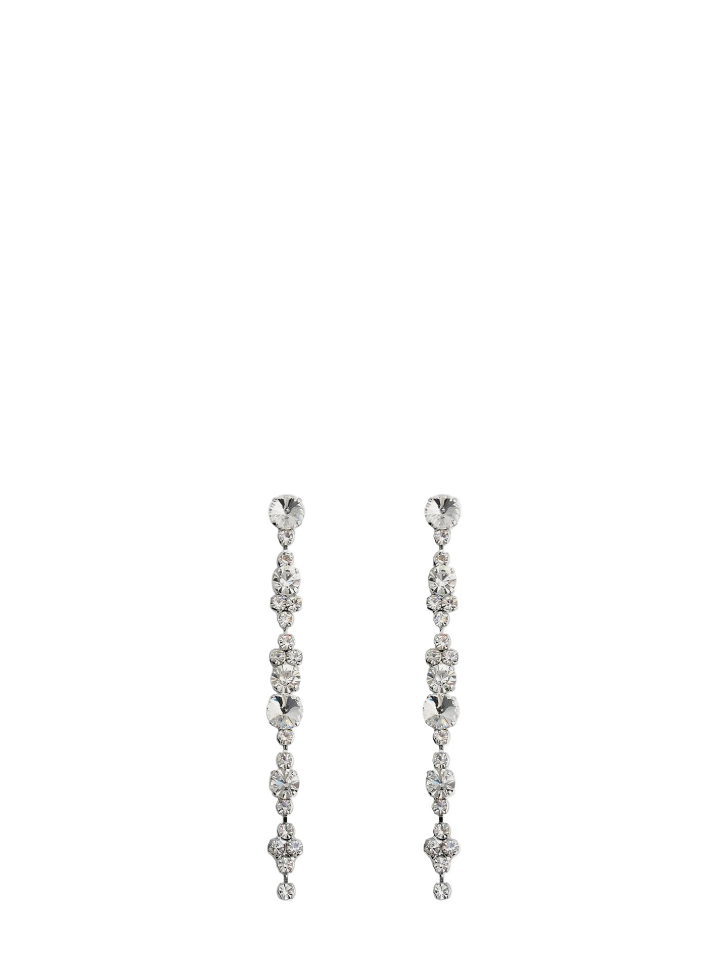 Crystal pendant earrings, silver