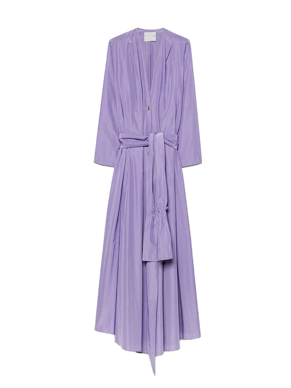Purple dress with a belt on a white background