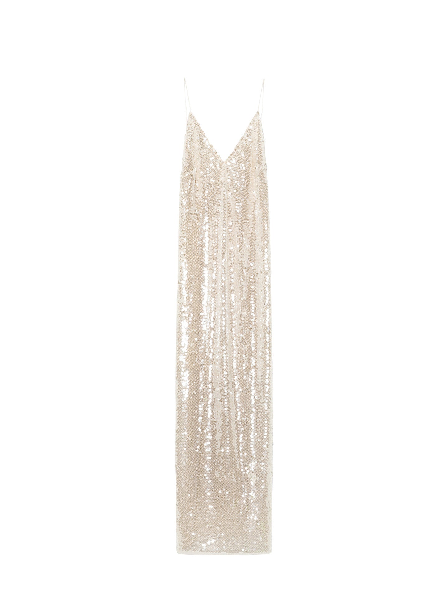 Liquid sequins slip dress, crystal white