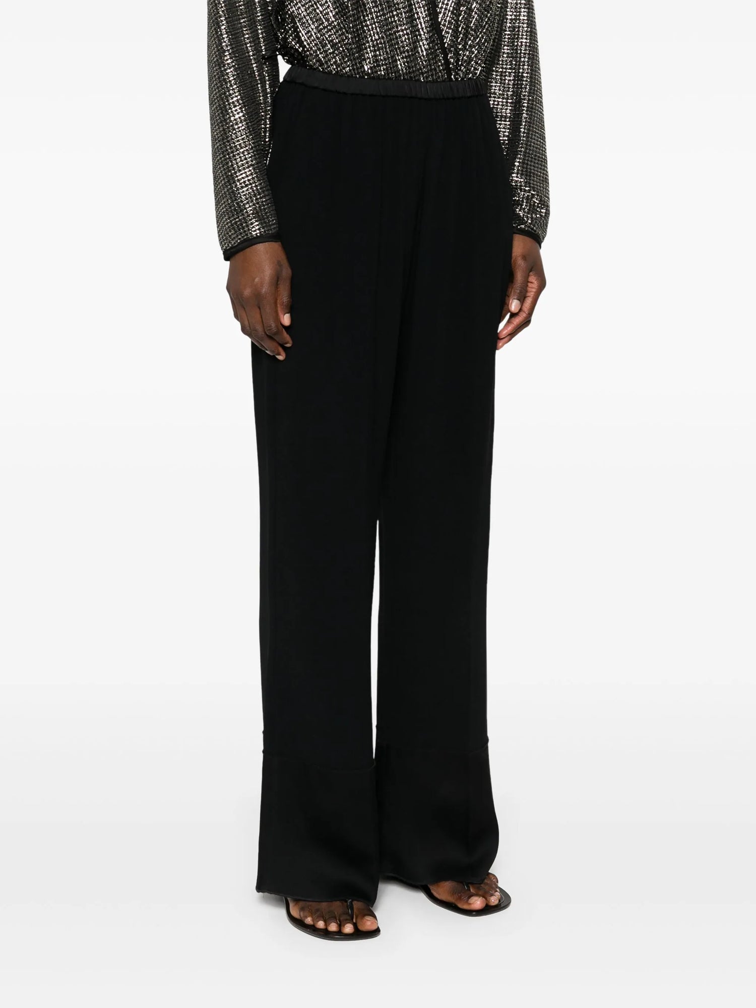 Envers satin flared pants, black