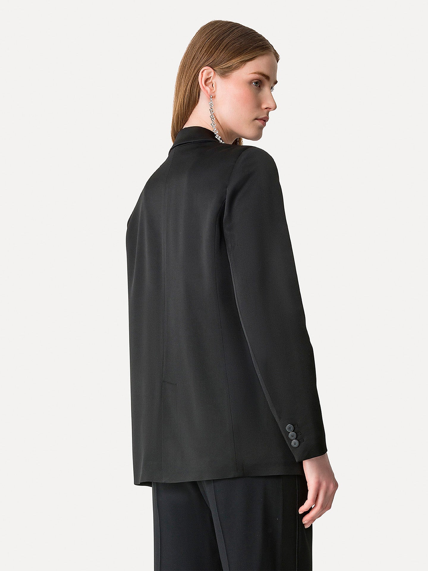 Satin envers spear collar jacket, black