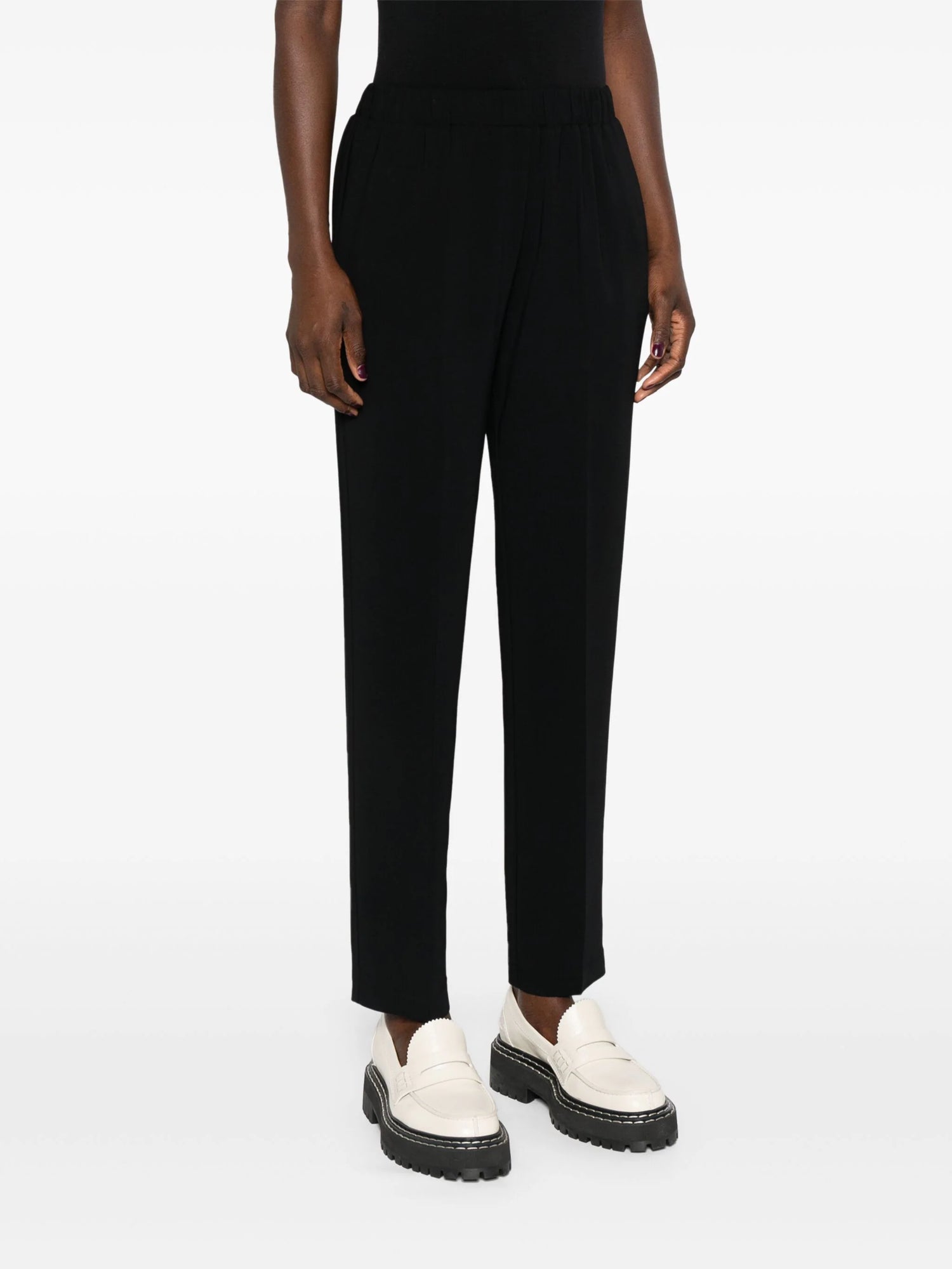 Essential stretch cady crepe pants, black