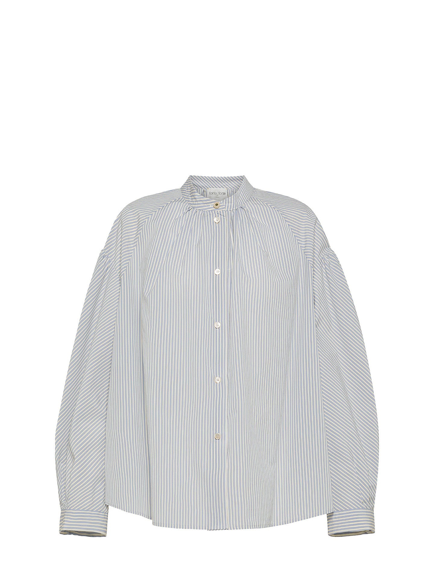 Froisse' stripe bohemian shirt, stone blue