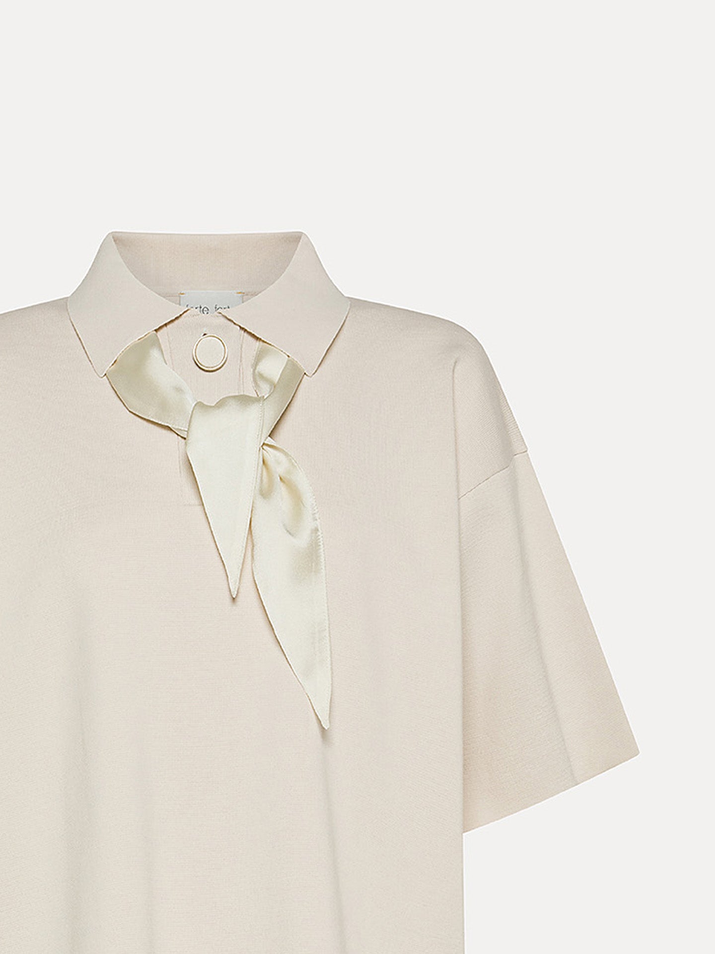 Milan stitch cotton polo knit, cream