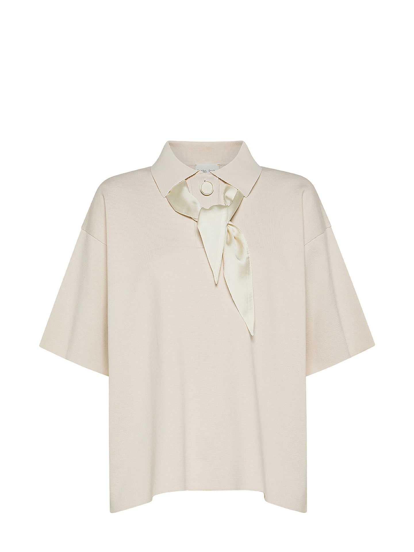 Milan stitch cotton polo knit, cream