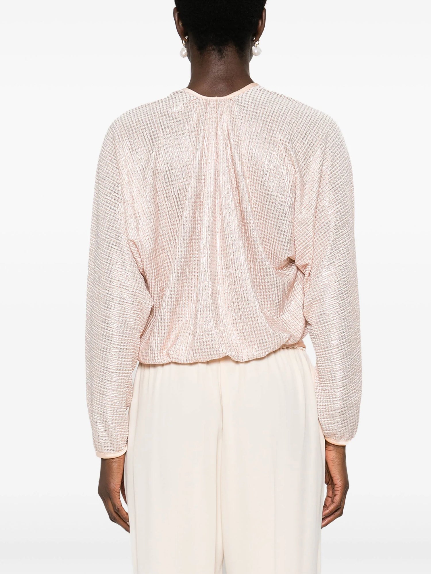 Lam' pied de poule crossed shirt, rose